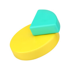 Poster - Statistics pie chart 3d icon. Infographic yellow circle with green part