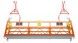 3D image, 3D rendering suspended platform with levers and wheels weighs on ropes on a white background