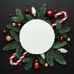 Wall Mural - christmas card with place for text on black background