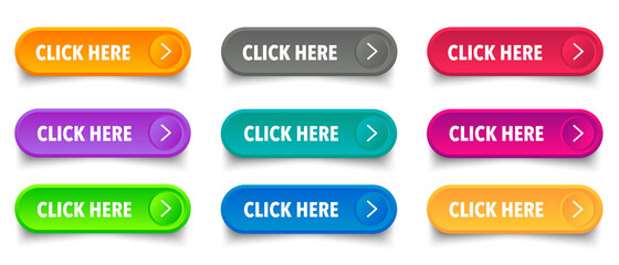 Poster - click here button. click here set square 3d push button