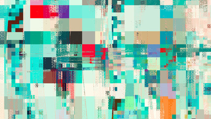 Poster - Green backdrop, abstract art pattern background. Random colorful mosaic for web, industrial decor