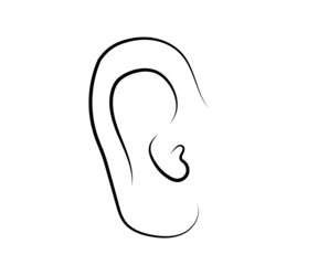 Wall Mural - Human ear on an isolated background. Symbol. Vector illustration. 