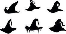 Set Of Different Witch Hats Stock Illustration