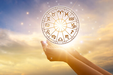 zodiac signs inside of horoscope circle astrology and horoscopes concept