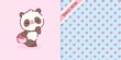Cute baby panda illustration and hearts seamless pattern