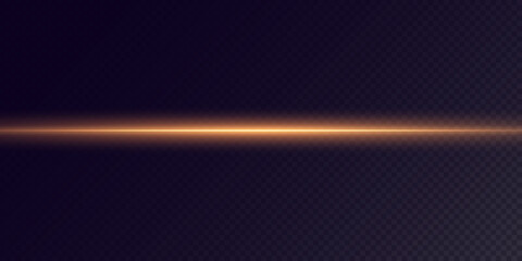 Aufkleber - collection of horizontal light dividers gold flares. horizontal dynamic light gold lines.  laser on a checkered png dark background. Collection effect light gold line png.	