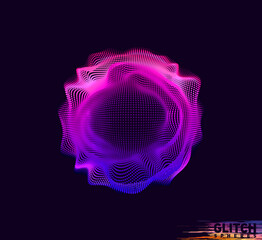 Wall Mural - corrupted violet point sphere. abstract vector colorful mesh on dark background. futuristic style ca