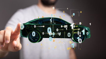 Poster - Energy car concept. Vehicle EV charge battery electric