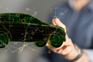 Poster - Energy car concept. Vehicle EV charge battery electric