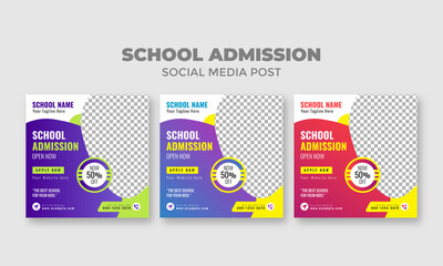 creative social media post design for school admission educational banner template