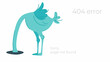 Illustration of internet connection problem concept. 404 error page not found isolated in white background. The ostrich will bury its head in the sand ignoring the problems.
