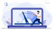 © JulsIst - Website loading optimization Page speed and SEO Flat vector concept illustration Website speed Loading time Page optimization Speed test metering dial Slow loading of media content Signal quality