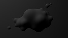 Black Liquid Balls Merging. Abstract Monochrome Illustration, 3d Render.