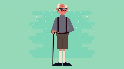 Poster - grandfather with cane character animation