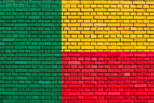 Flag Of Benin Painted On Brick Wall