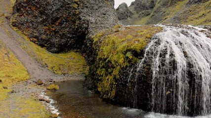 Sticker - Stjornarfoss, Iceland. Beautiful aerial view of waterfalls in summer season