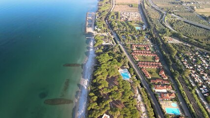 Wall Mural - Amazing aerial view of Tuscany coastline in summer season, Italy