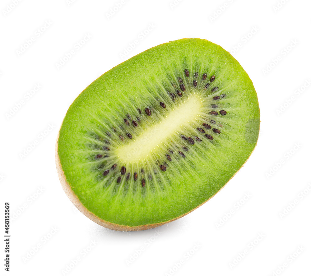 Piece of fresh kiwi fruit on white background