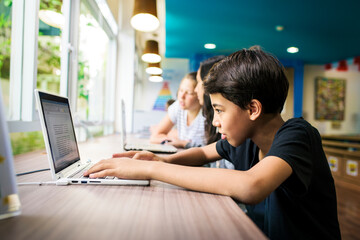 Wall Mural - group of students using laptop