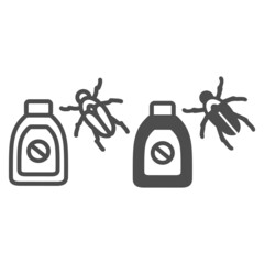 Poster - Remedy, pests, beetle, insect repellent line and solid icon, gardening concept, bug insecticide vector sign on white background, outline style icon for mobile concept and web design. Vector graphics.