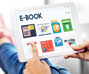 Wall Mural - E-book application showing on a digital tablet