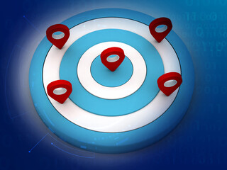Fototapete - 3d  rendering travel and navigation planning on target