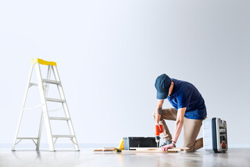 Poster - Man renovating his house with design space