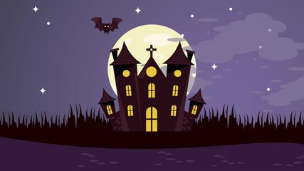 Sticker - happy halloween animation with dark castle