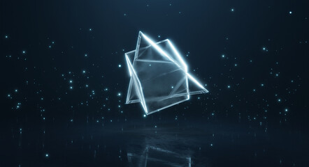 Poster - abstract glowing transparent mixing polygonal module
