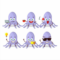 Sticker - Virus kidney failure cartoon character with various types of business emoticons