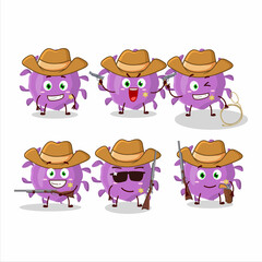 Canvas Print - Cool cowboy virus particle cartoon character with a cute hat