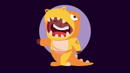 Sticker - cute child disguised as dino