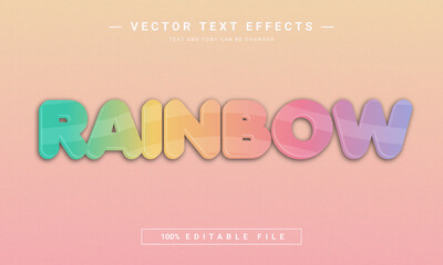 Wall Mural - Rainbow 3d Editable text effect template	