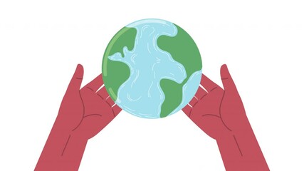 Wall Mural - hands lifting world planet earth ecology