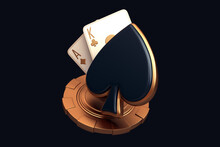 Casino Cards Poker Blackjack Baccarat Gold  3d Render 3d Rendering Illustration 
