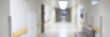 Empty light corridor in medical facility closeup