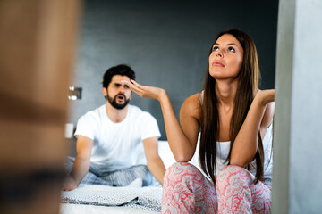 Wall Mural - Frustrated couple arguing and having marriage problems