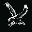 Vintage eagle, great design for any purposes. Vector illustration design. American eagle vector design. Vintage background. Flying bald eagle. Black background. Vector icon.