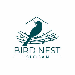 bird nest logo design vector illustration