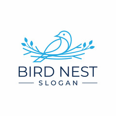 Wall Mural - bird nest logo design vector illustration