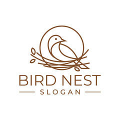 Wall Mural - bird nest logo design vector illustration