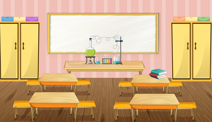 Wall Mural - Classroom interior design with furniture and decoration