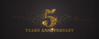5 years anniversary vector icon, logo. Graphic design element with golden glitter number for 5th anniversary card