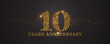 10 years anniversary vector icon, logo. Graphic design element with golden glitter number for 10th anniversary card