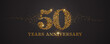 50 years anniversary vector icon, logo. Graphic design element with golden glitter number for 50th anniversary card