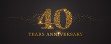40 Years Anniversary Vector Icon, Logo. Graphic Design Element With Golden Glitter Number For 40th Anniversary Card