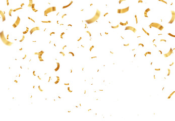 Vector illustration defocused gold confetti isolated on a transparent background.