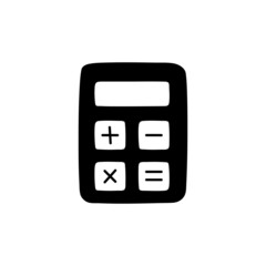 Poster - Calculator icon in solid black flat shape glyph icon, isolated on white background 