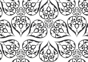 Wall Mural - flower pattern vector, repeating linear petal of flower, monochrome stylish	
