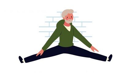 Poster - old man practicing exercise animation